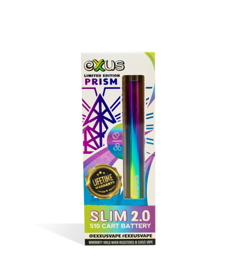 Prism Exxus Vape Slim 2.0 510 Thread Battery single pack on white background