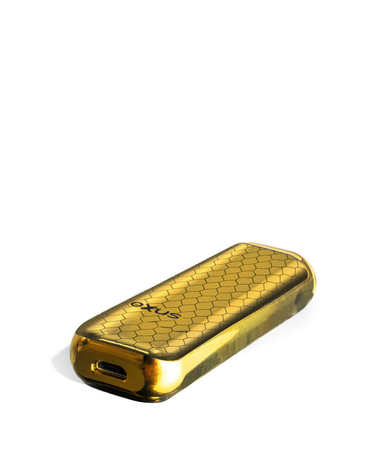 Gold Cobra bottom view Exxus Vape MiNovo 510 Thread Battery on white background