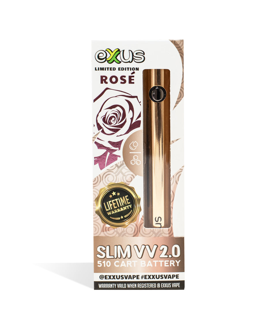 Rose Exxus Vape Slim VV 2.0 510 Thread Battery single pack on white background