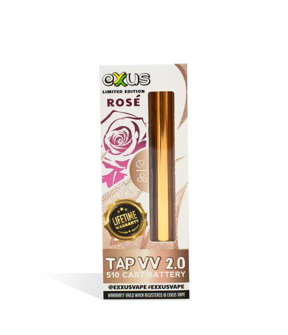 Rose Exxus Vape Tap VV 2.0 510 Thread Battery single pack on white background