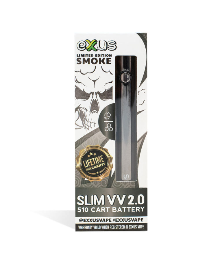 Smoke Exxus Vape Slim VV 2.0 510 Thread Battery single pack on white background