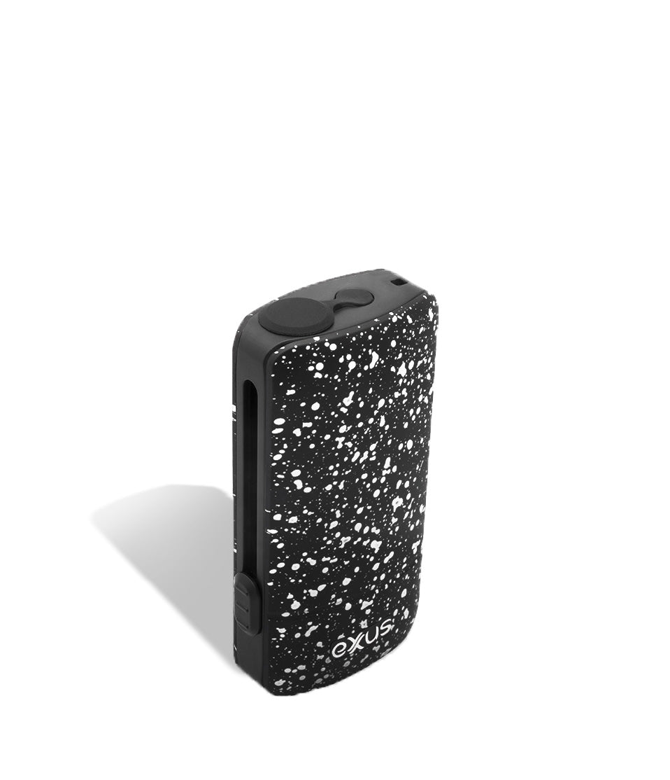Black White Spatter above view Exxus Vape Push 510 Thread Battery on white background
