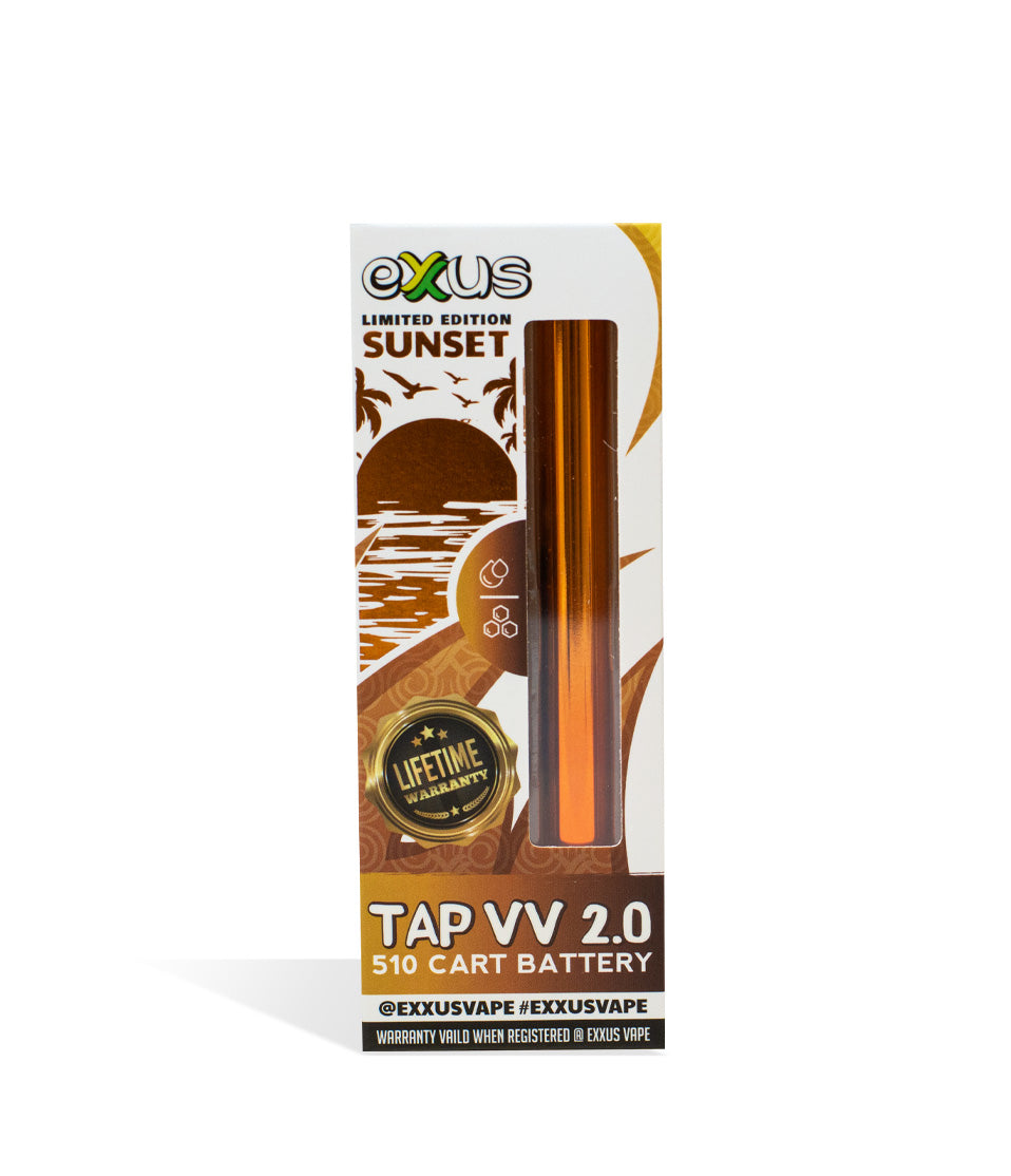 Sunset Exxus Vape Tap VV 2.0 510 Thread Battery single pack on white background
