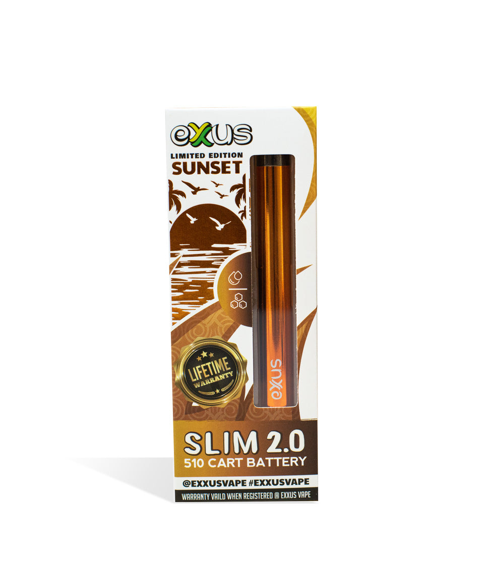 Sunset Exxus Vape Slim 2.0 510 Thread Battery single pack on white background