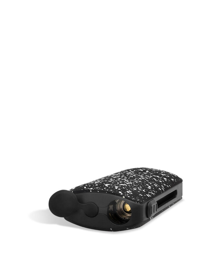 Black White Spatter top view Exxus Vape Push 510 Thread Battery on white background