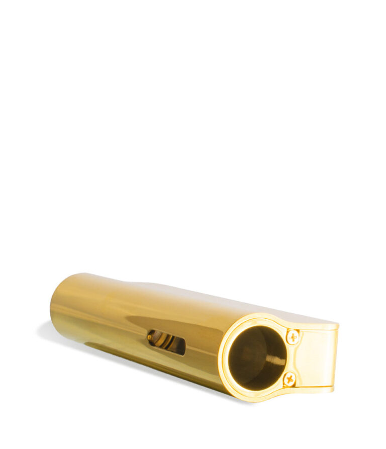Gold top view Exxus Vape Snap VV 510 Thread Battery on white background