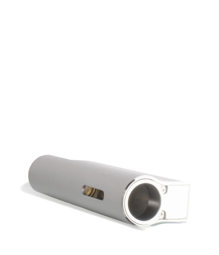 Silver top view Exxus Vape Snap VV 510 Thread Battery on white background