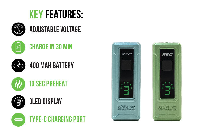 Exxus REC Key Features on white background